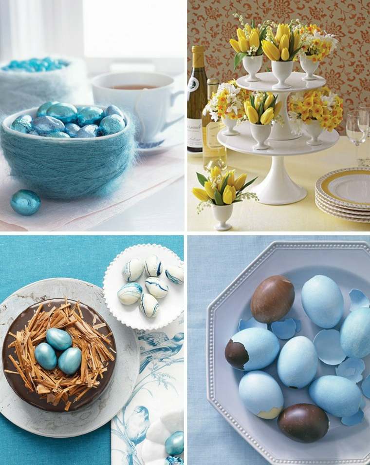 easter decoration table idea basket eggs