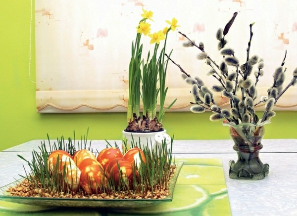 floral decoration Easter sprouted seeds