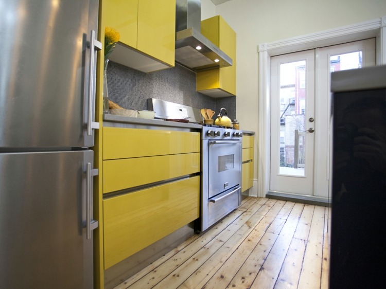 kitchen deco modern yellow gray