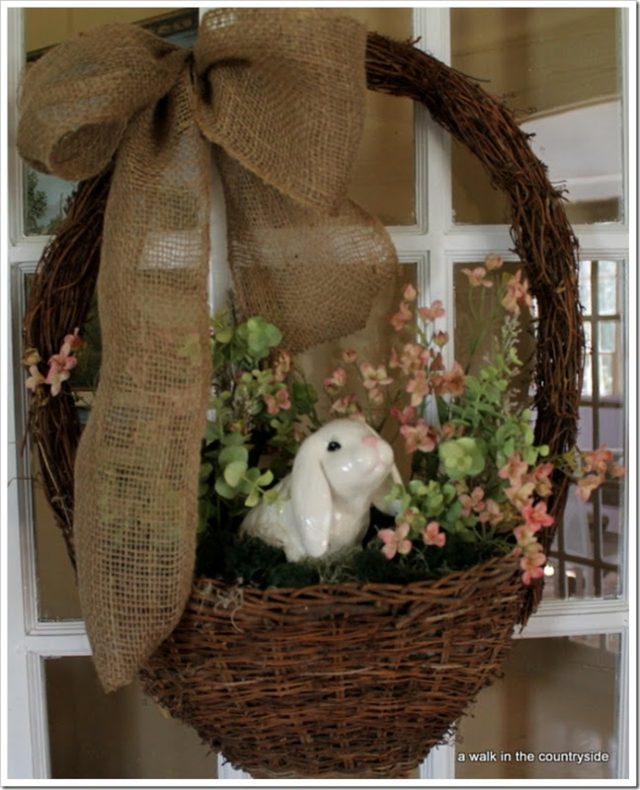 decoration door easter rabbit pannier