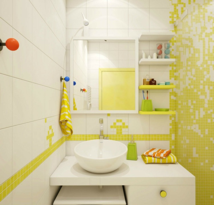 yellow white bathroom decoration