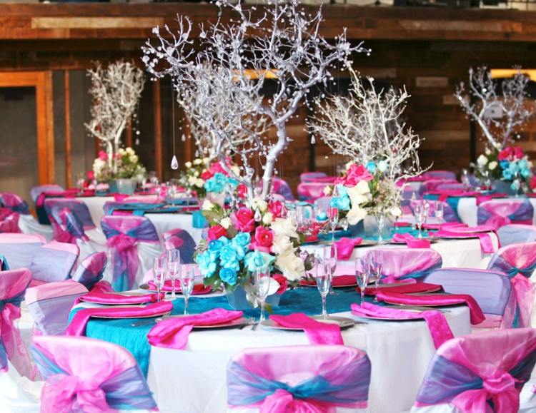 pink blue wedding room decoration