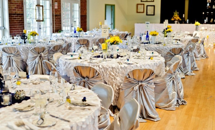 yellow flowers wedding room decoration