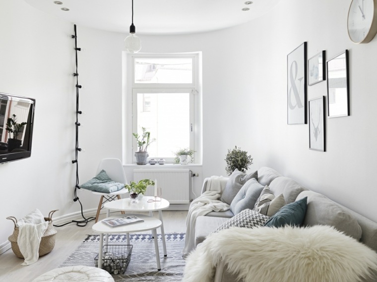 Scandinavian living room decoration white paint