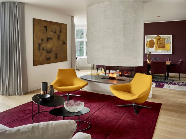 modern living room decoration yellow armchairs