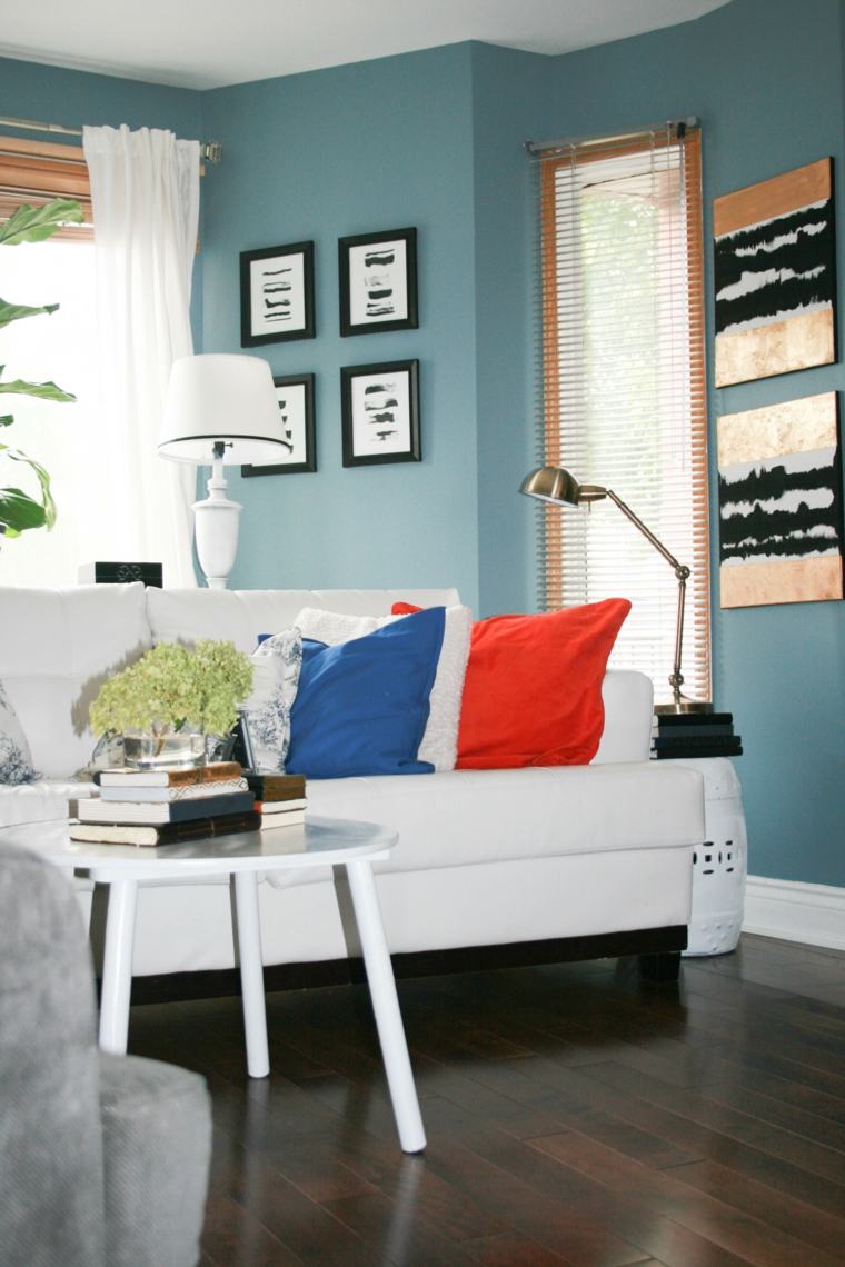 blue walls living room decoration