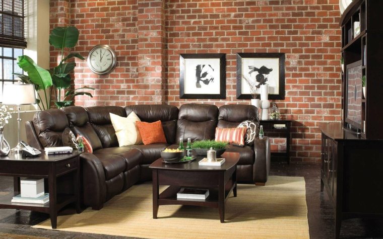 retro brick living room decor