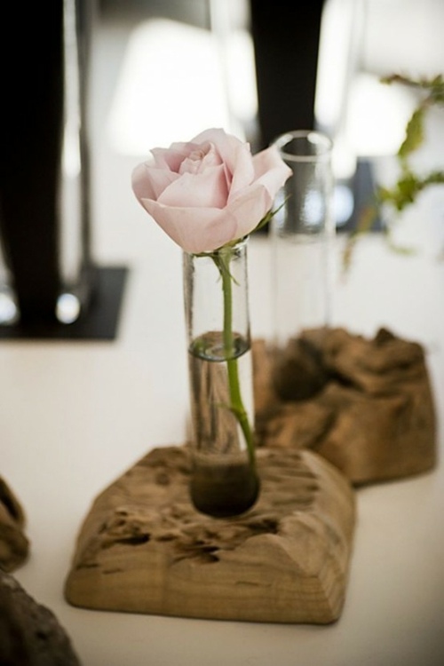 wooden flowers table decoration