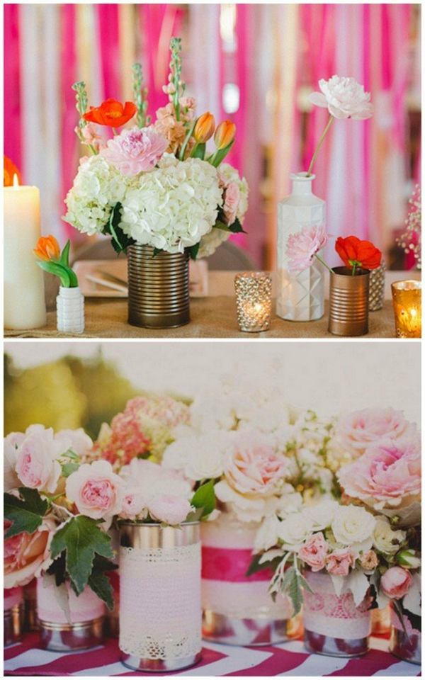 decoration table wedding DIY recycled objects