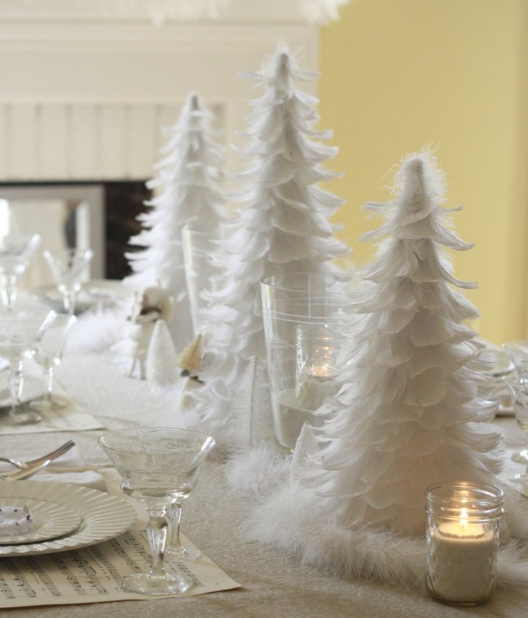 feather decorations christmas table