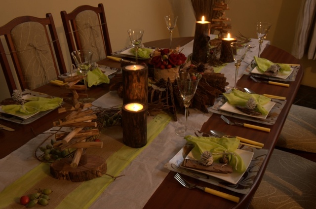 decoration table easter wooden trunks