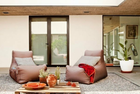 modern terrace furniture poufs