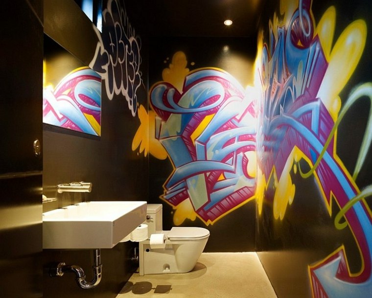 toilet hiasan idea grafiti dinding bilik mandi