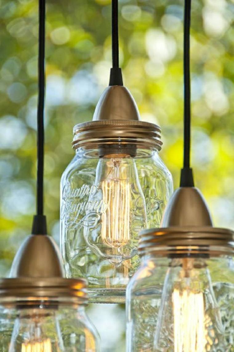 krukor glas diy lampskärm idé suspensionsbelysning