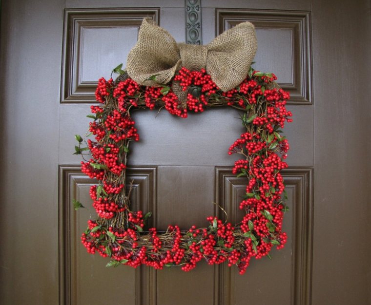 decorate house christmas door'entrée rouge ruban original