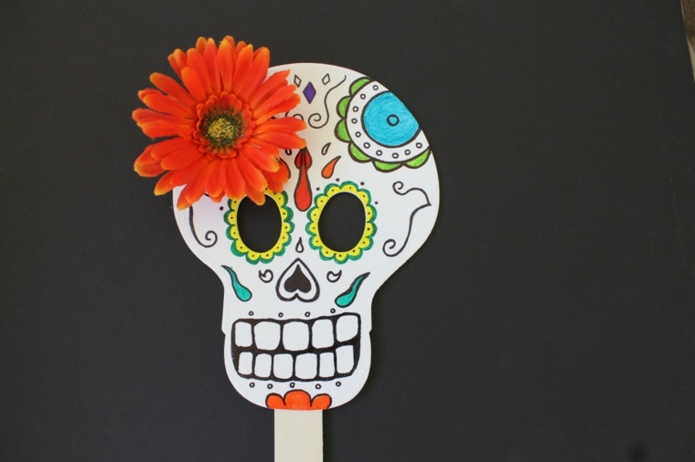 förklädda halloween barnmask skalle kartong blomma papper diy