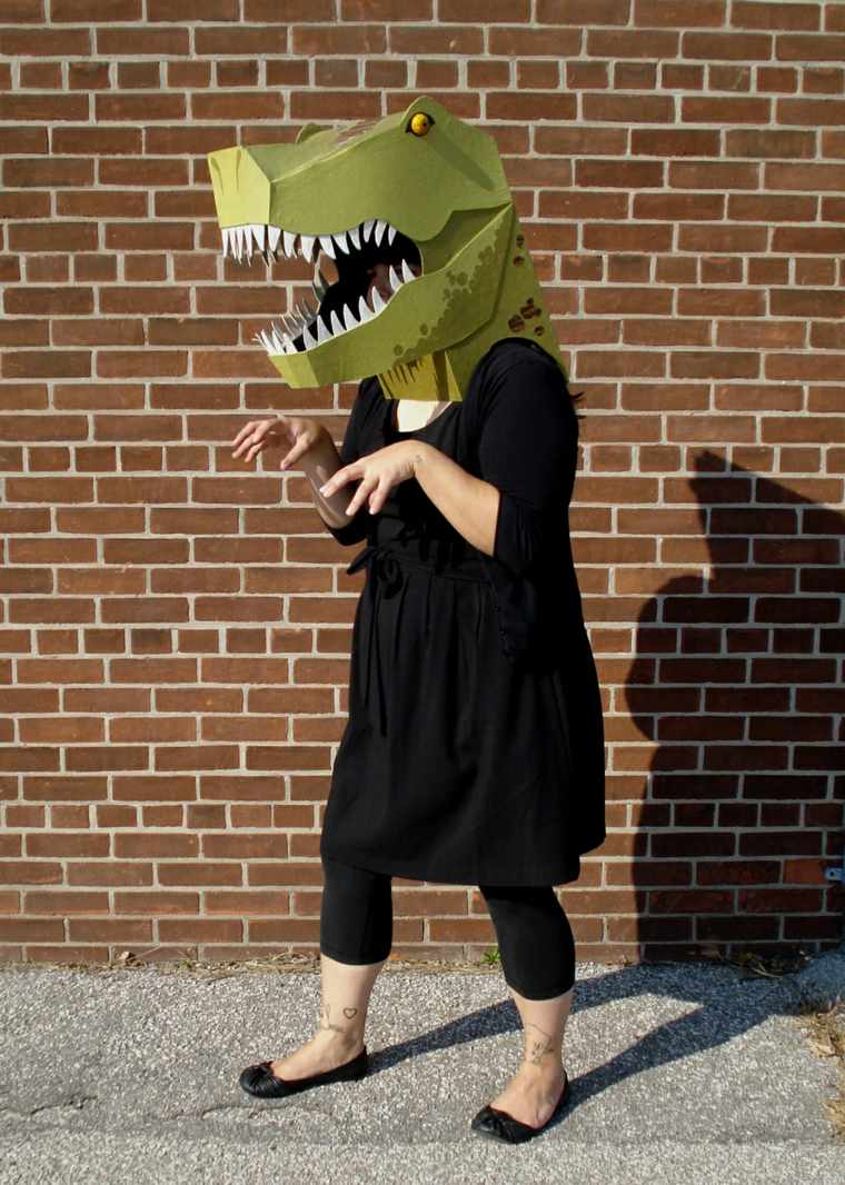 förklara halloween barnmask kartong dinosaur idé DIY manuell aktivitet