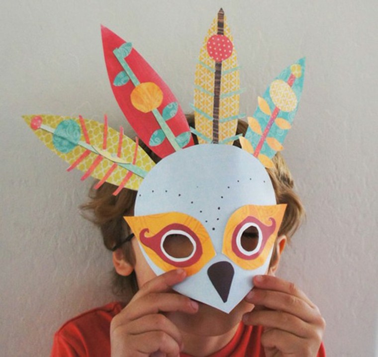 mask child disguise cardboard DIY idea easy halloween