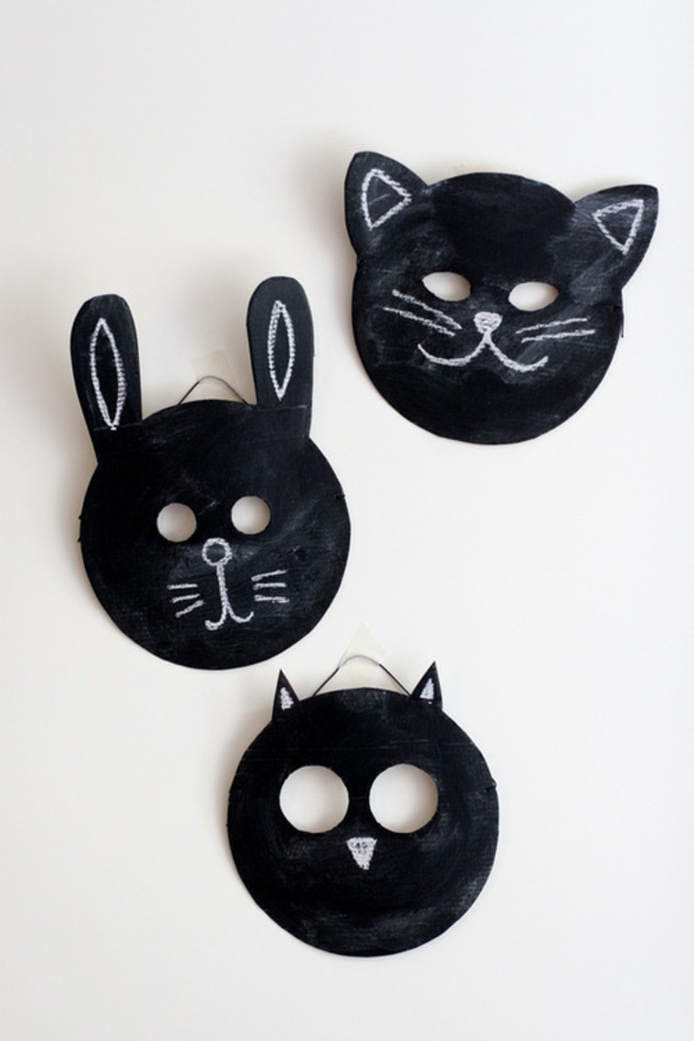 dölja barn halloween mask kartong kaninkatt