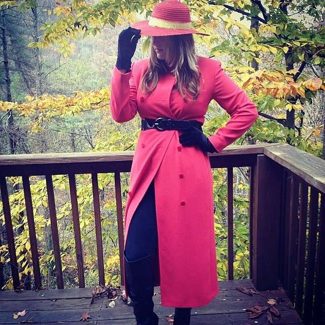 halloween woman disguise original hat pink coat