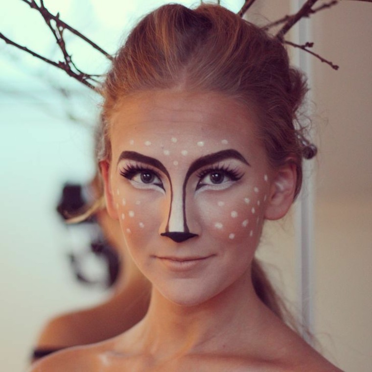 disguise woman makeup deer diy idea branches tree diy