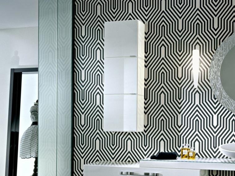 idea arrange space room d'eau papier peint noir blanc miroir rond