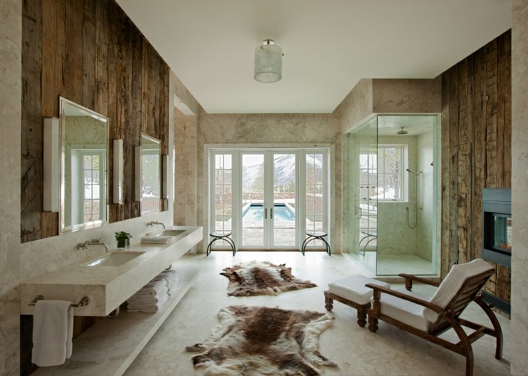 indoor country chic bathroom wall wood