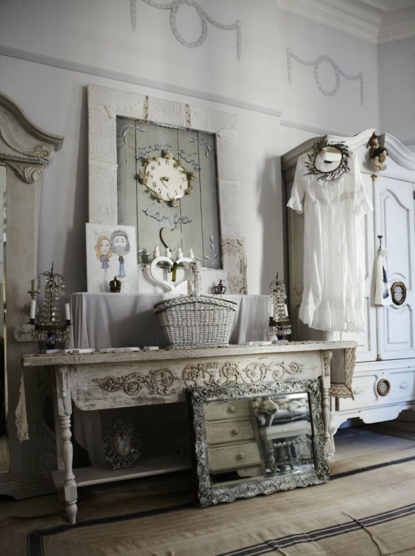 shabby chic white inredning