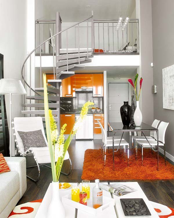 loft design hvid orange interiør