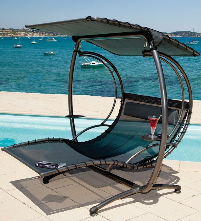 modern design swing chic poolside