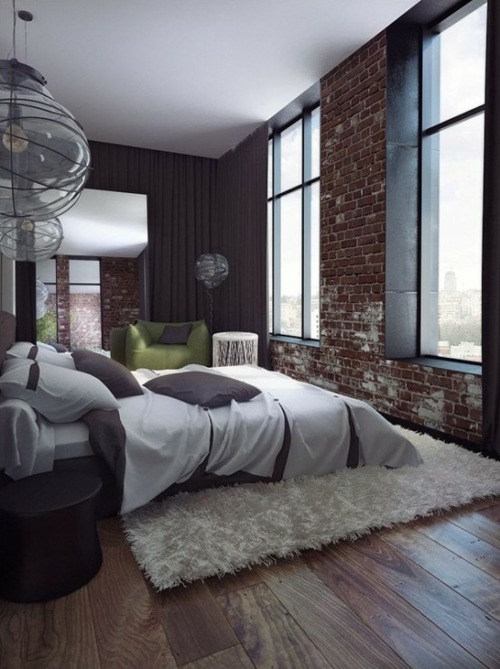 modern design bedroom bedroom wall bricks