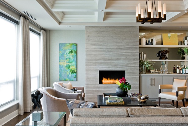 Nordic design living room fireplace