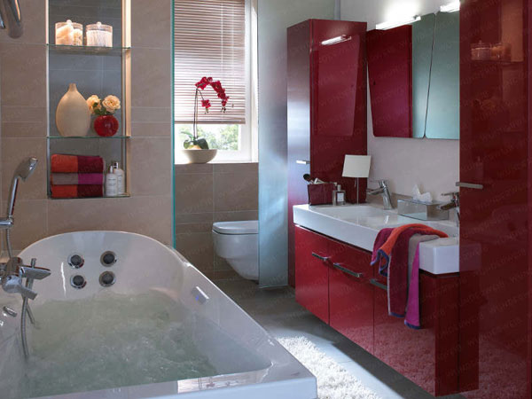 Bordeaux red bathroom design