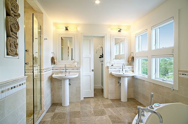 two sinks share bathroom