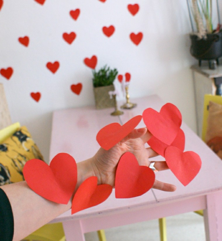 hjerte papir rød idé indretning væg valentins dag gave