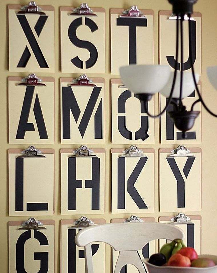 diy wall deco vardagsrum målningar brev affisch svart och vitt