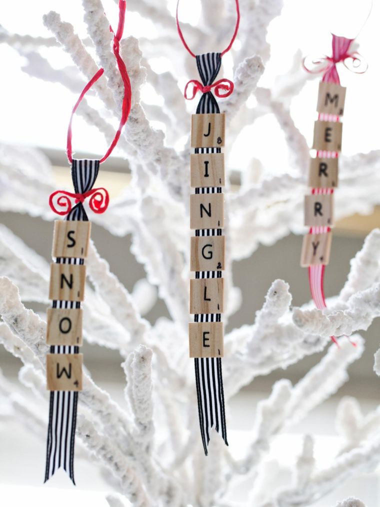 diy deco christmas tree recup ornament letters scrablle