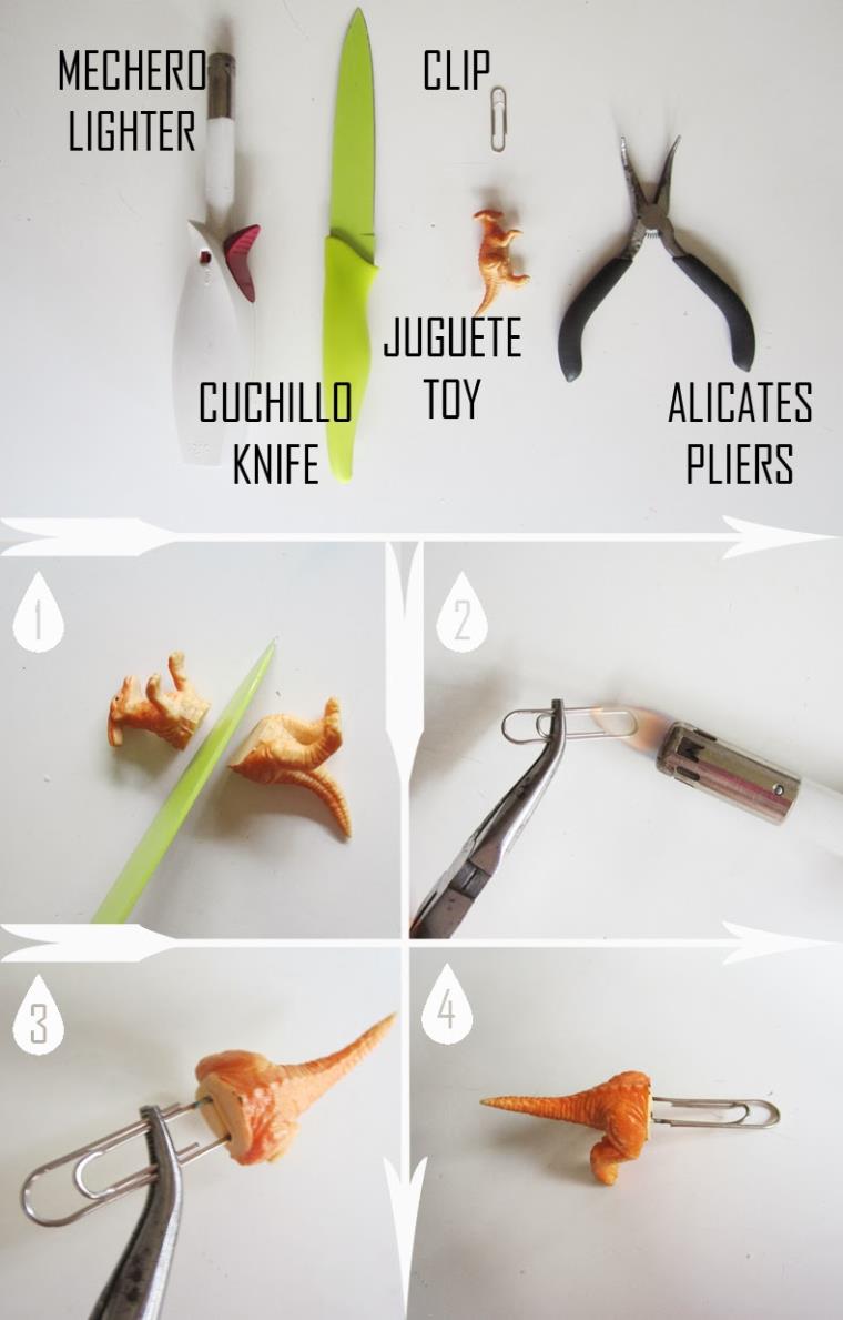 diy-dinosaur-jepit rambut-idee