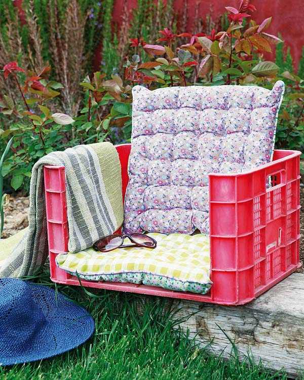 diy armchair plastic crate