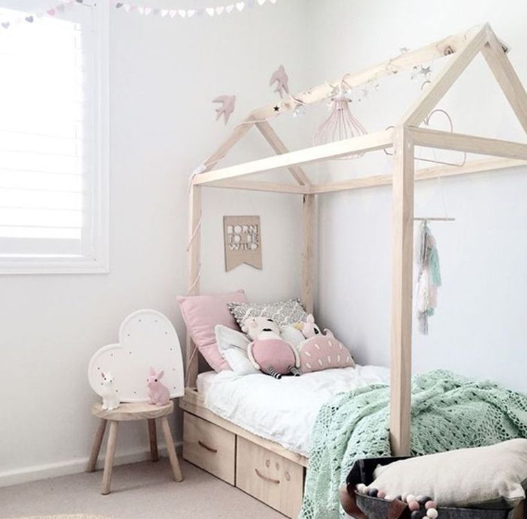 diy bed cabin wood furniture storage child has to do itself