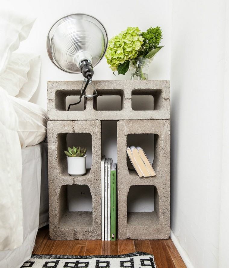 deco bedroom adult bedside table concrete flowers deco