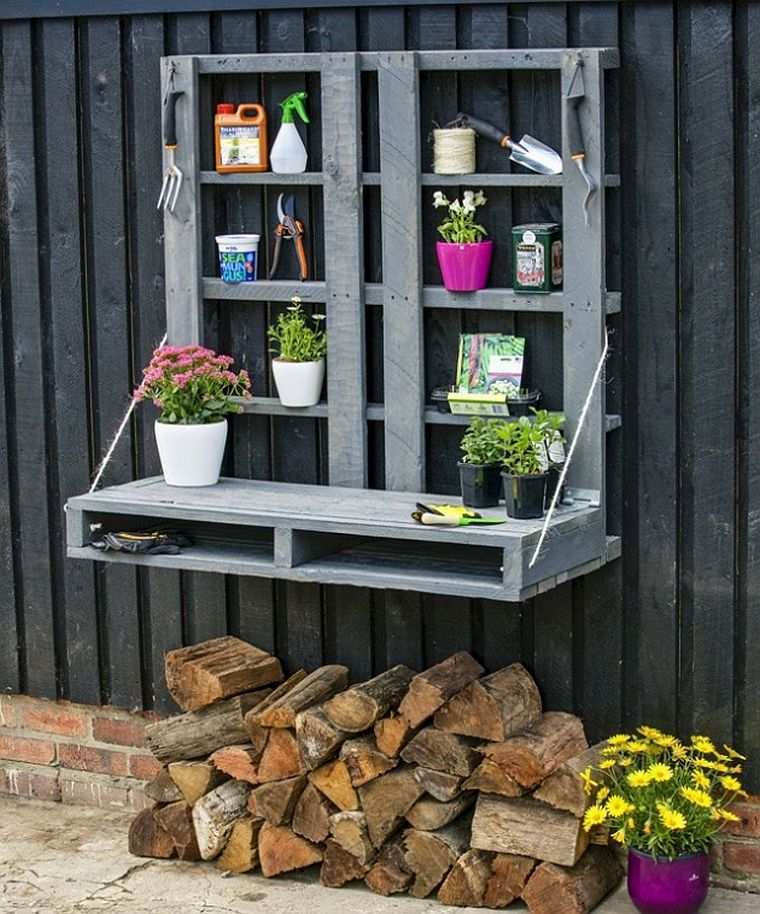 diy storage garden tools palettes-exterieur-deco