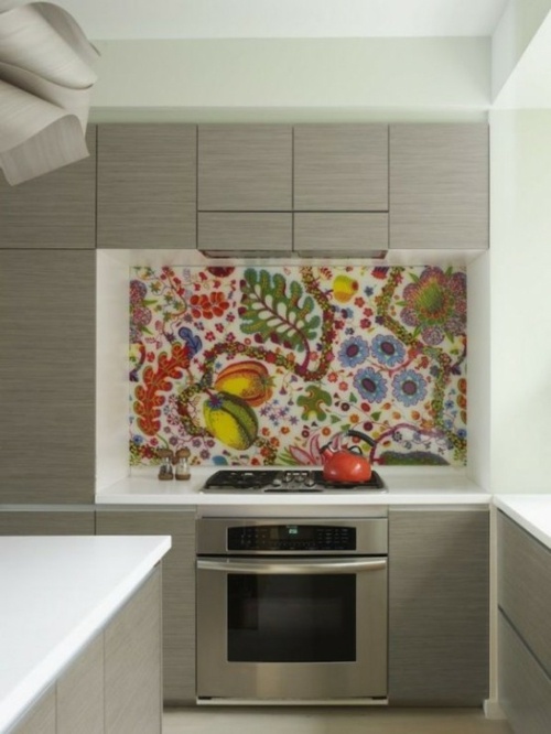 backsplash kitchen vegetal floral motifs