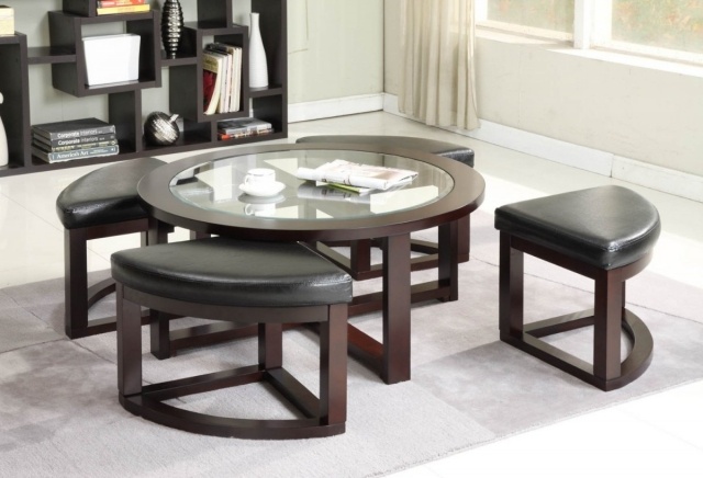 Double-table-low-in-glass-wood stools-friendly