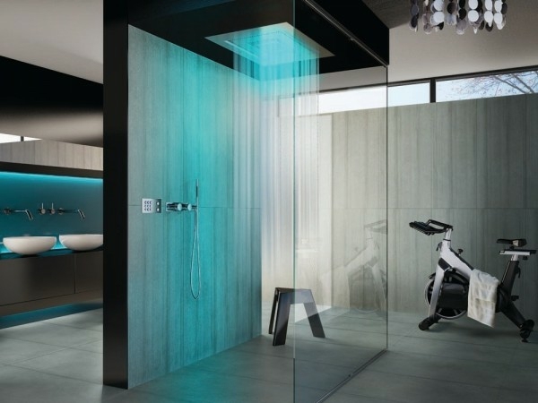 Italian bathroom shower cabin illuminated LED colorful