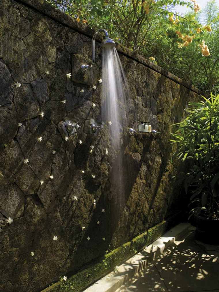 rustic garden shower