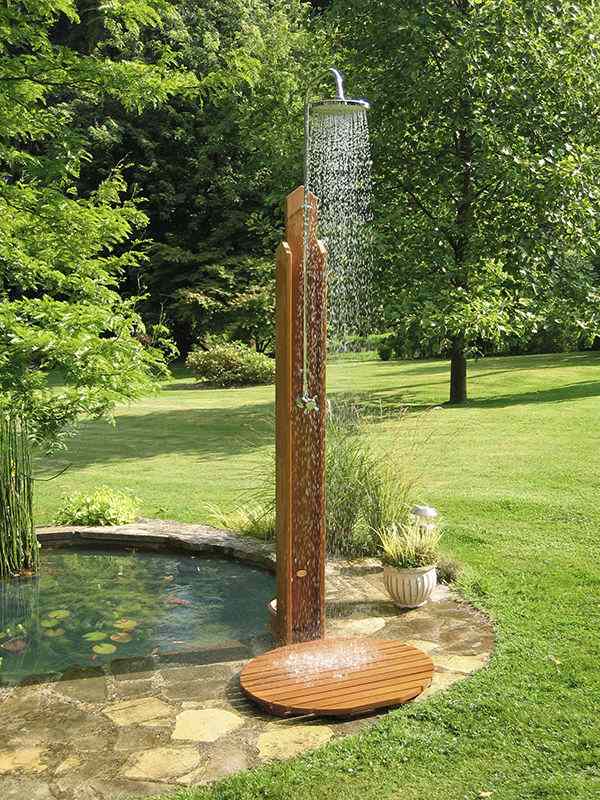 Outdoor shower wood garden