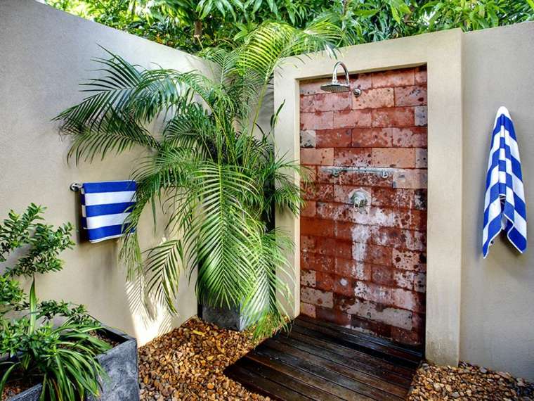 outdoor shower design idea decoration palm plant