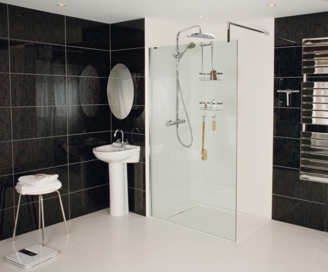 shower'italienne salle bain noir-blanc