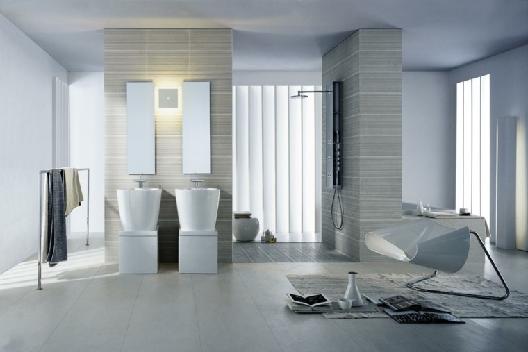 shower modern columns open bathroom